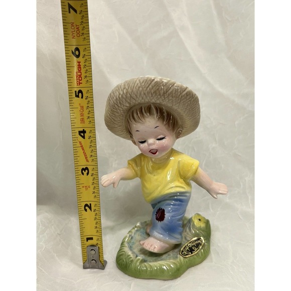 Vintage Rare Josef Originals Boy Hat Puddle Figurine Happiness Is - Picture 2 of 7